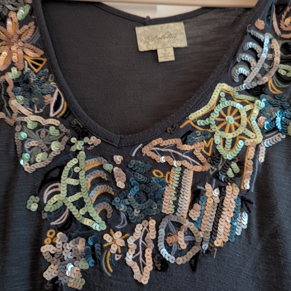 Embroidered Sparkly Gray Anthropologie Top - Picture 2 of 8